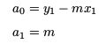 Coefficients of a line defined by a point and a slope/gradient
