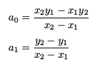 Coefficients of a line defined by two points
