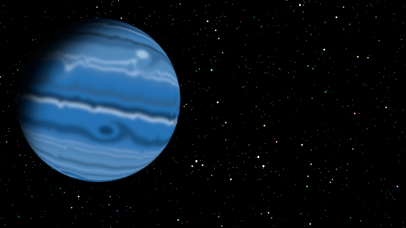 A blue gas giant floats into view