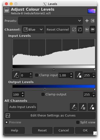 Using the Colour Levels to adjust the output