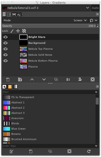 The order of the layers after shifting the stars to the top