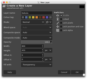 Creating a new transparent layer called Nebula