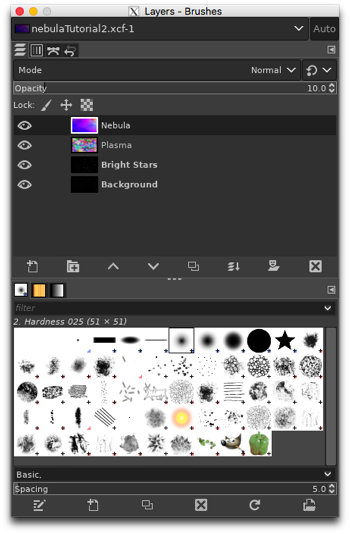 Adjusting the opacity of the Nebula layer