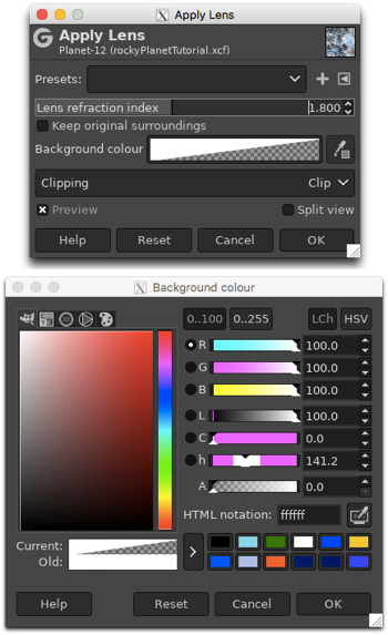 Applying the lens distortion filter and choosing a transparent background