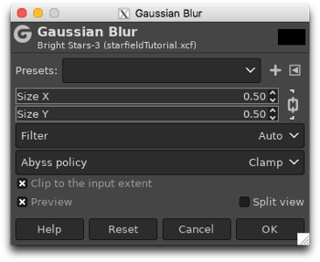 Using the Gaussian Blur filter to soften the appearance of the large dots