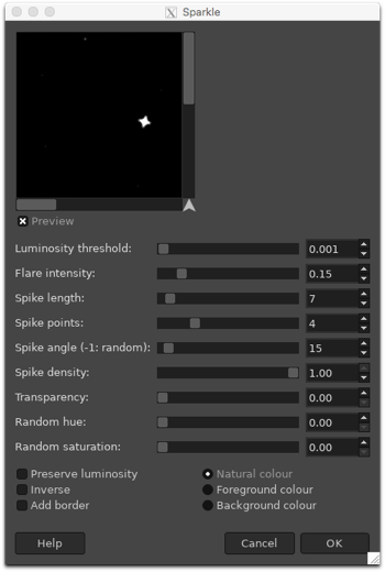 Using the Sparkle filter to bring the brightest stars to life