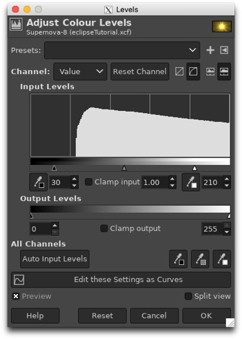 Adjusting the colour levels to reduce glare and intensify colours