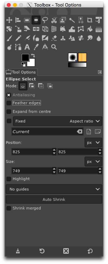 Using the Ellipse Selection tool to precisely outline the planet