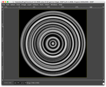 Appearance of the Rings layer after merging with the Particles layer