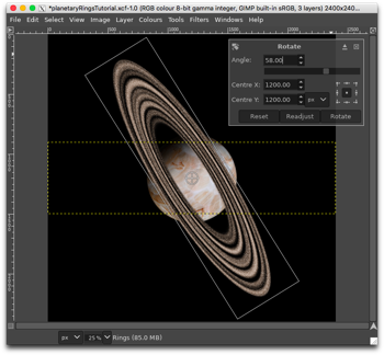 Rotating the Rings layer about its centre