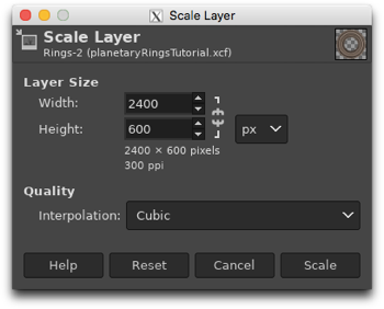 Scaling the Rings layer unequally to flatten it