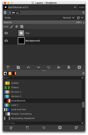 Choosing the Incandescent gradient