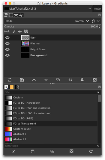 Choosing the FG to Transparent gradient