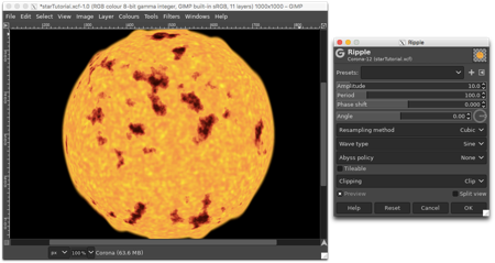 Using the Ripple distortion to make waves along the edge of the star