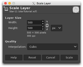 Scaling the layer to reduce the size of our star